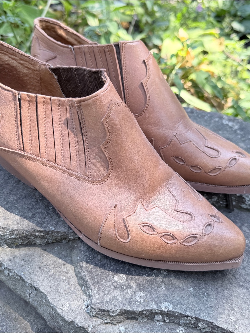 Seychelles Tan Leather Western Ankle Booties Tarvita